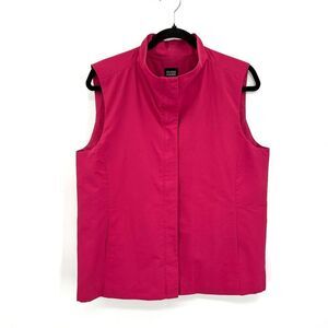 EILEEN FISHER Barbie Pink Full Zip Sleeveless Cotton Nylon Vest Size Medium
